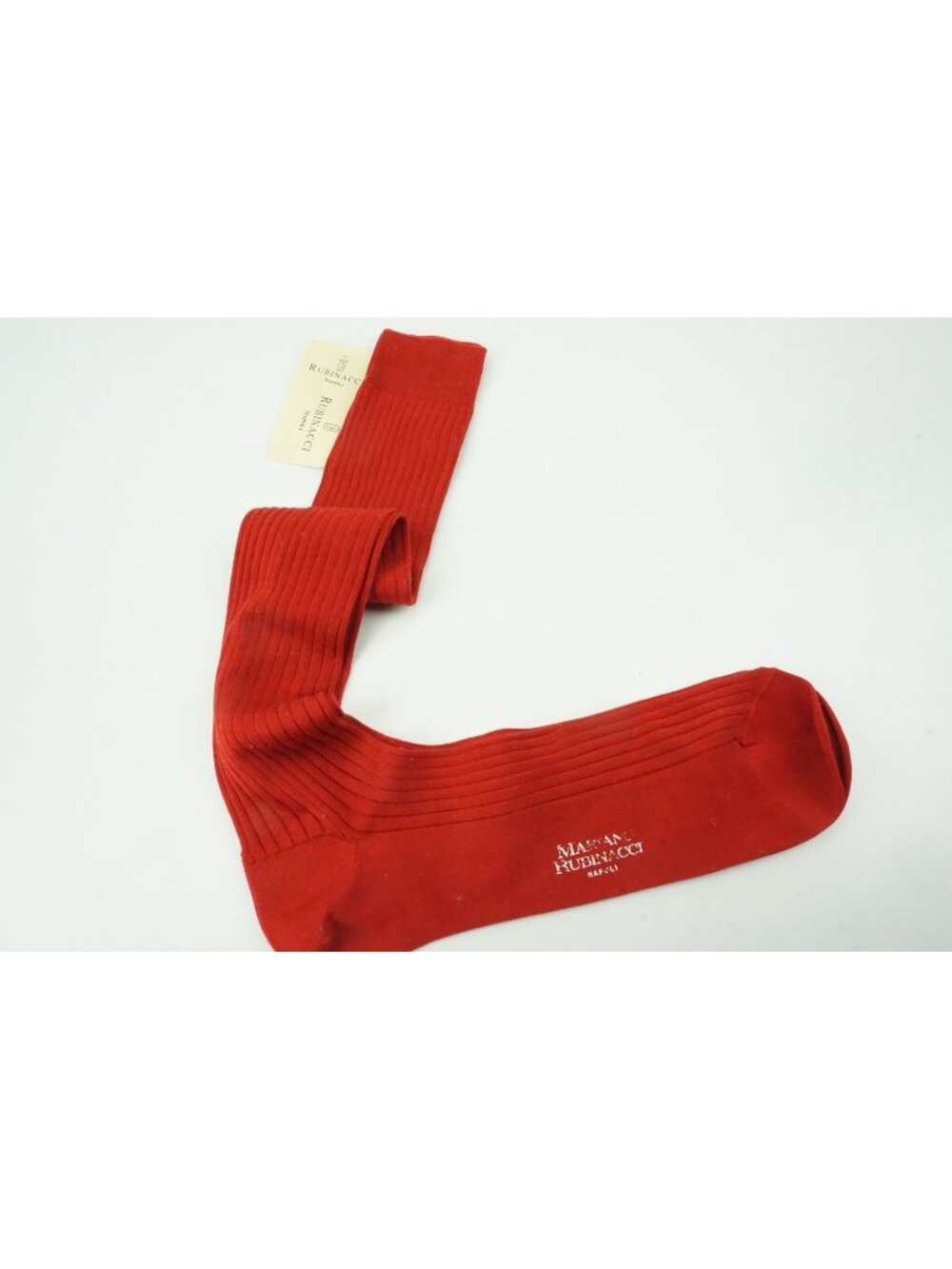 Rubinacci Cherry Red 100% Cotton Long Dress Socks Sz 12.5 BRAND NEW
